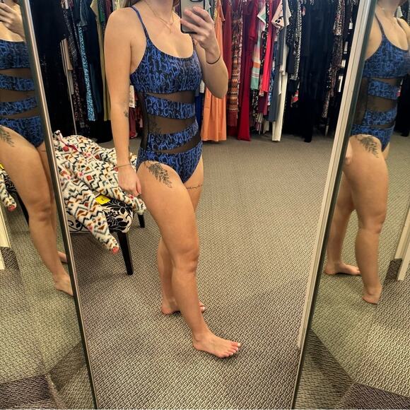 Snake Print Mesh One Piece NWT - Picture 2 of 9